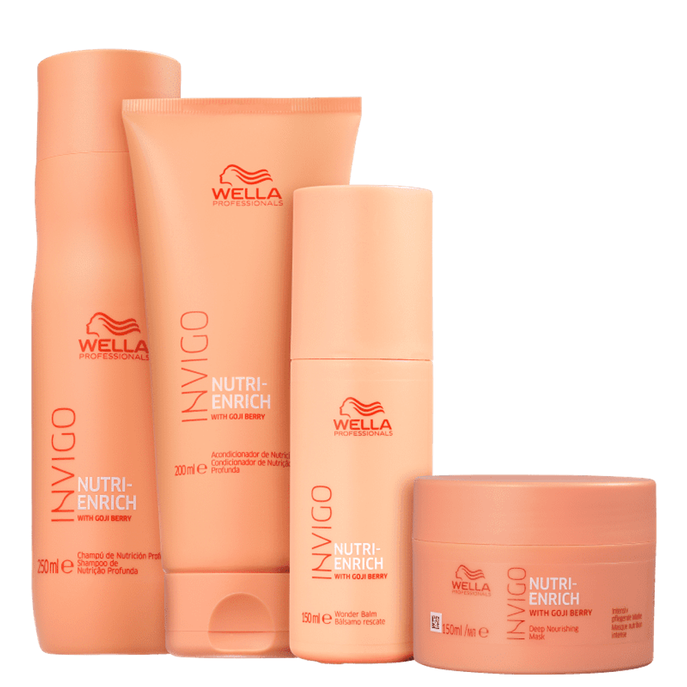 Kit Wella Pofessionals Invigo Nutri Enrich Shampoo 250ml Condicionador 200ml Máscara 150ml 4415