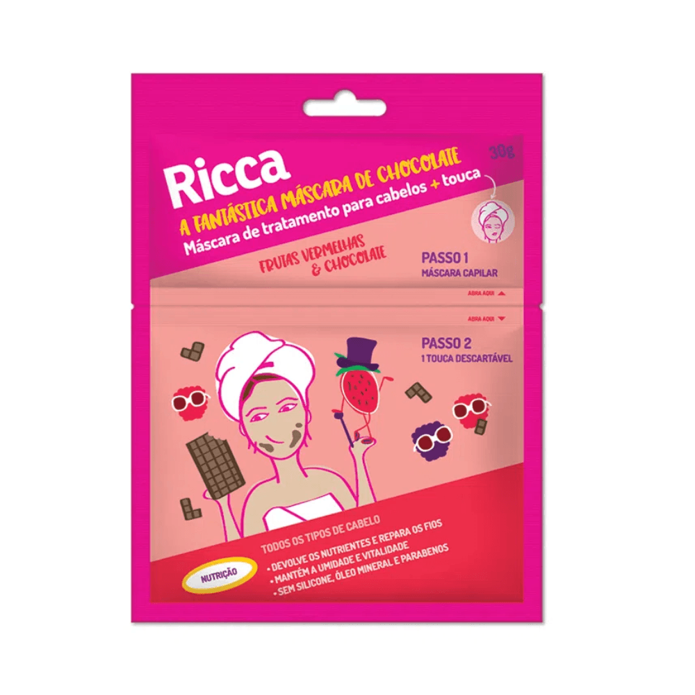 Mascara De Hidratacao Ricca Sache Oleo Abacate Chia 30G, mascara de  hidratação capilar, oleo capilar, botox capilar, creme para hidratação  capilar, creme de hidratação capilar.