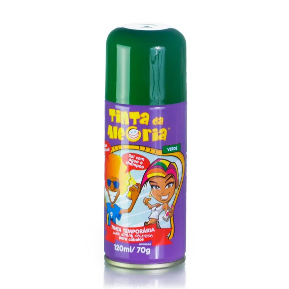 Tinta Temporaria Spray para Cabelos Verde Tinta da Alegria 120ml/70g