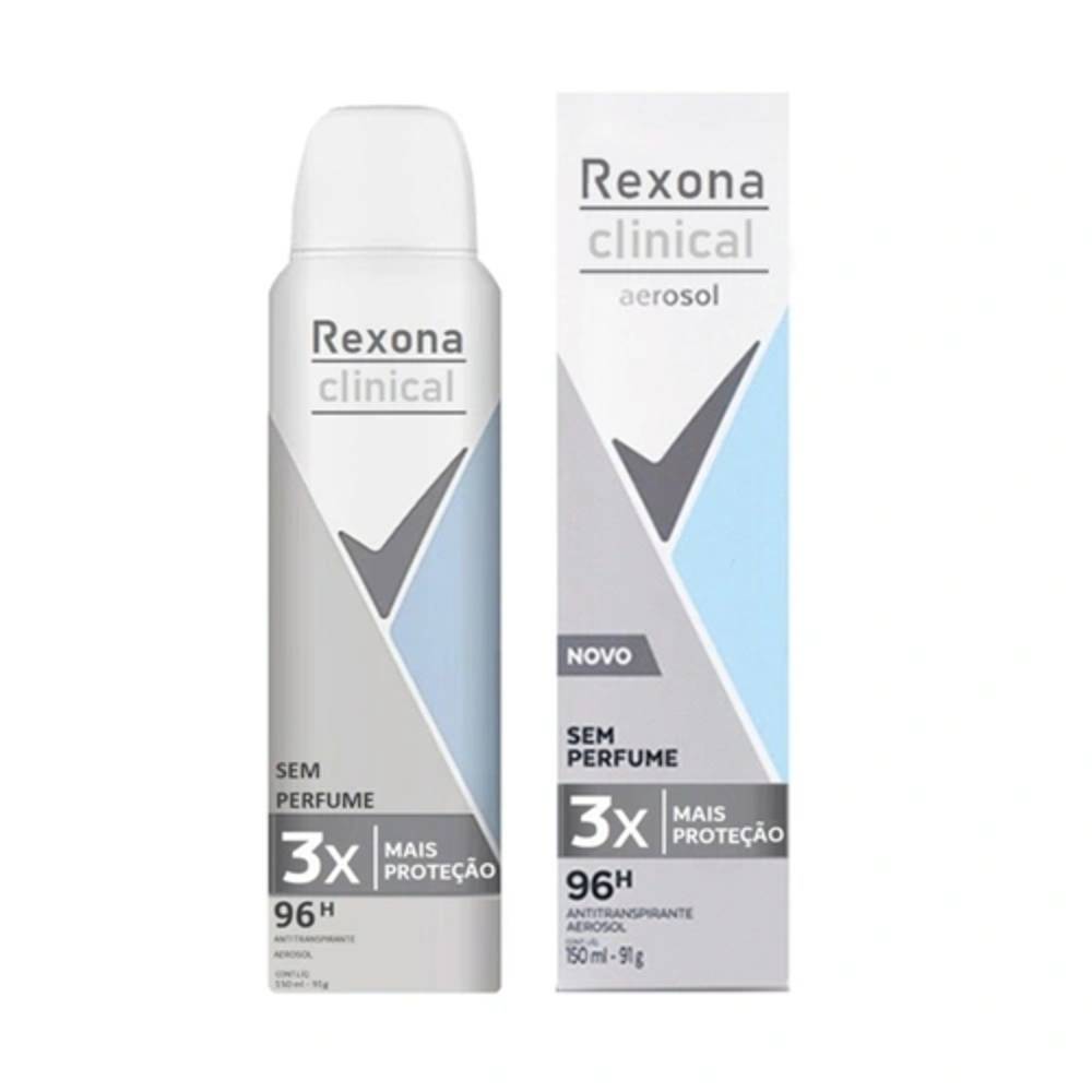 Desodorante Aerosol Rexona Clinical Sem Perfume 150ml - Soneda Perfumaria